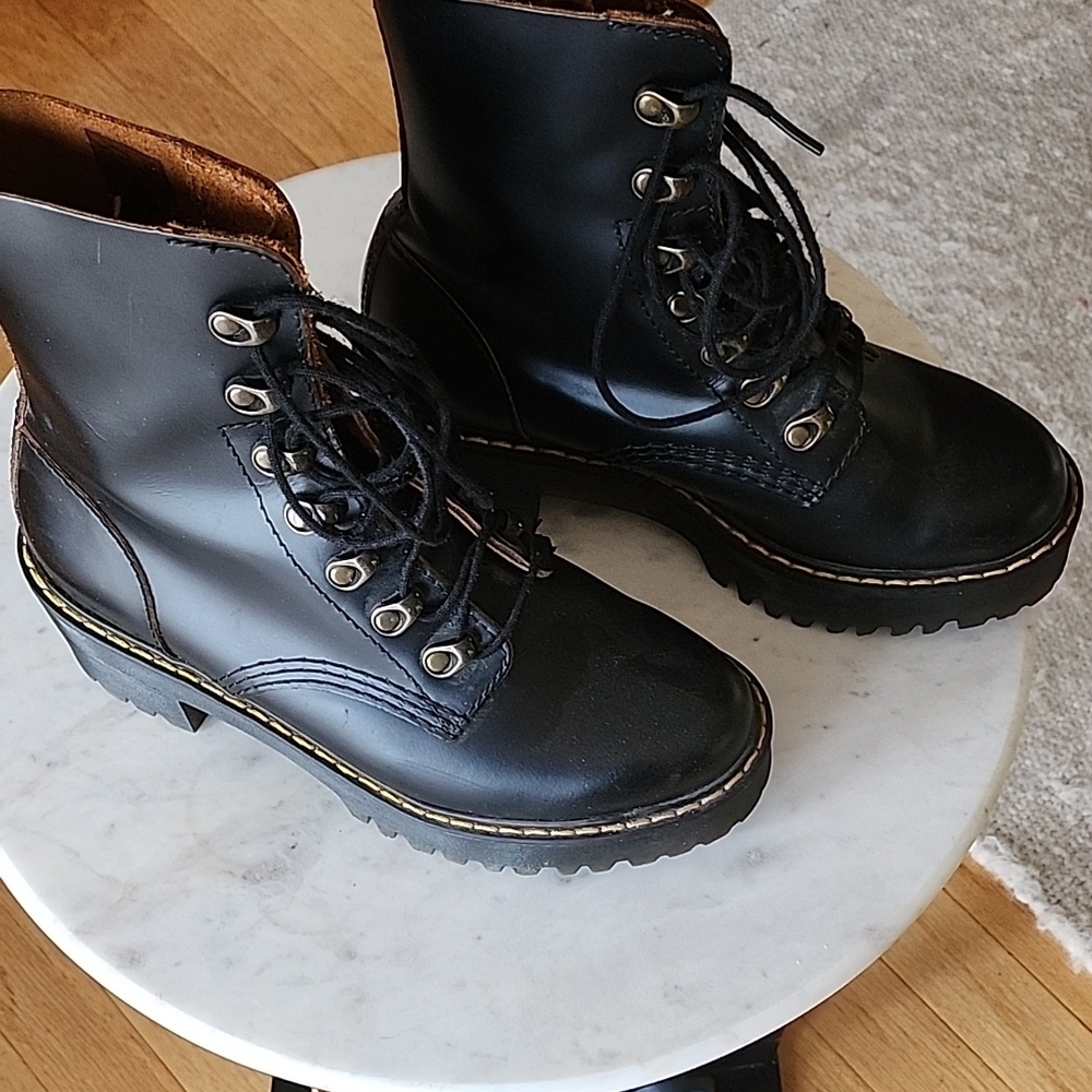 Dr. Martens Black Lace-Up Lug Sole Boots - Picture 1 of 7